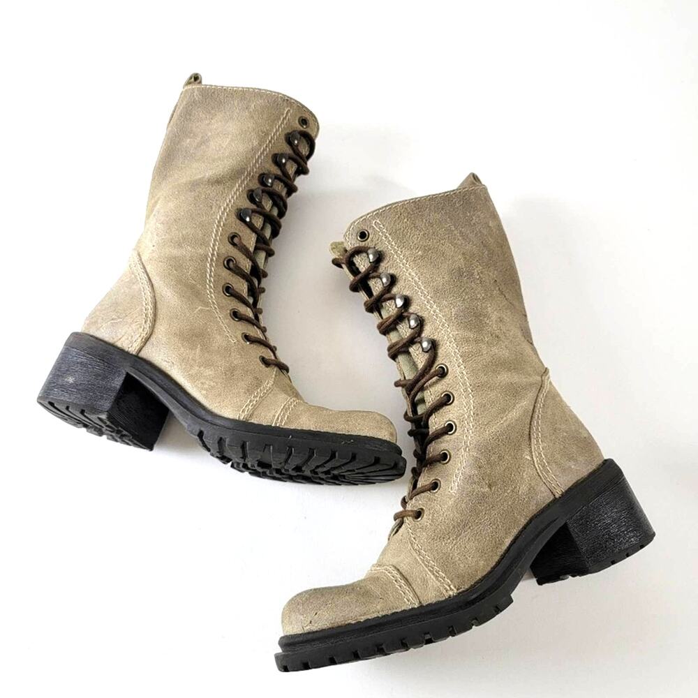 Vintage 90s Grunge Combat Chunky Platform Boots - 7 - Picture 9 of 12